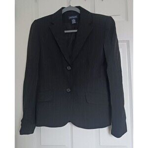 Ann Taylor Blazer Jacket Striped Long Sleeve Button Front Black Size 6